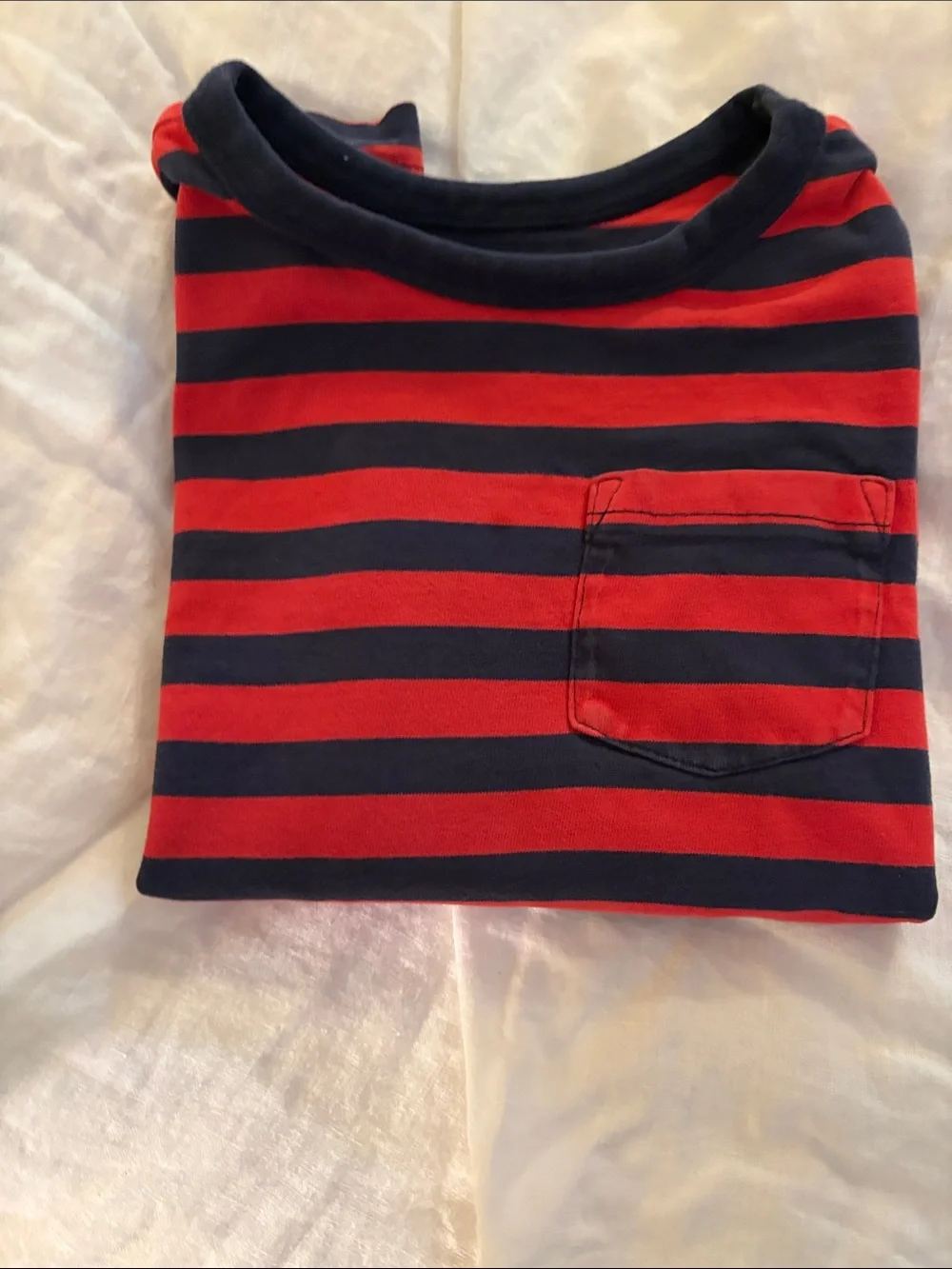 Gymboree Red and Navy Striped Long-Sleeve Pocket Tee